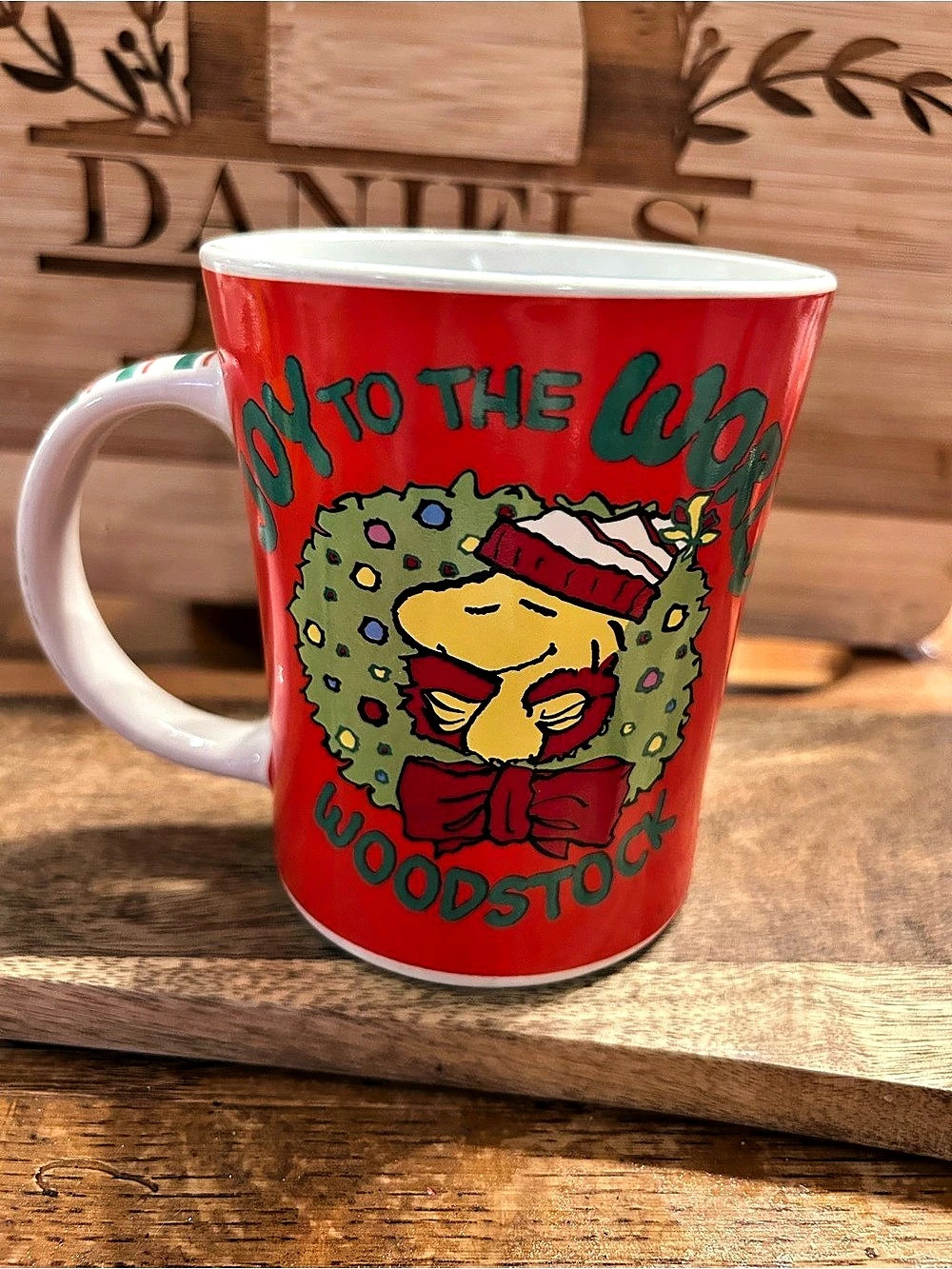 Peanuts Snoopy Christmas Joy to the World Woodstock Mug Red & White